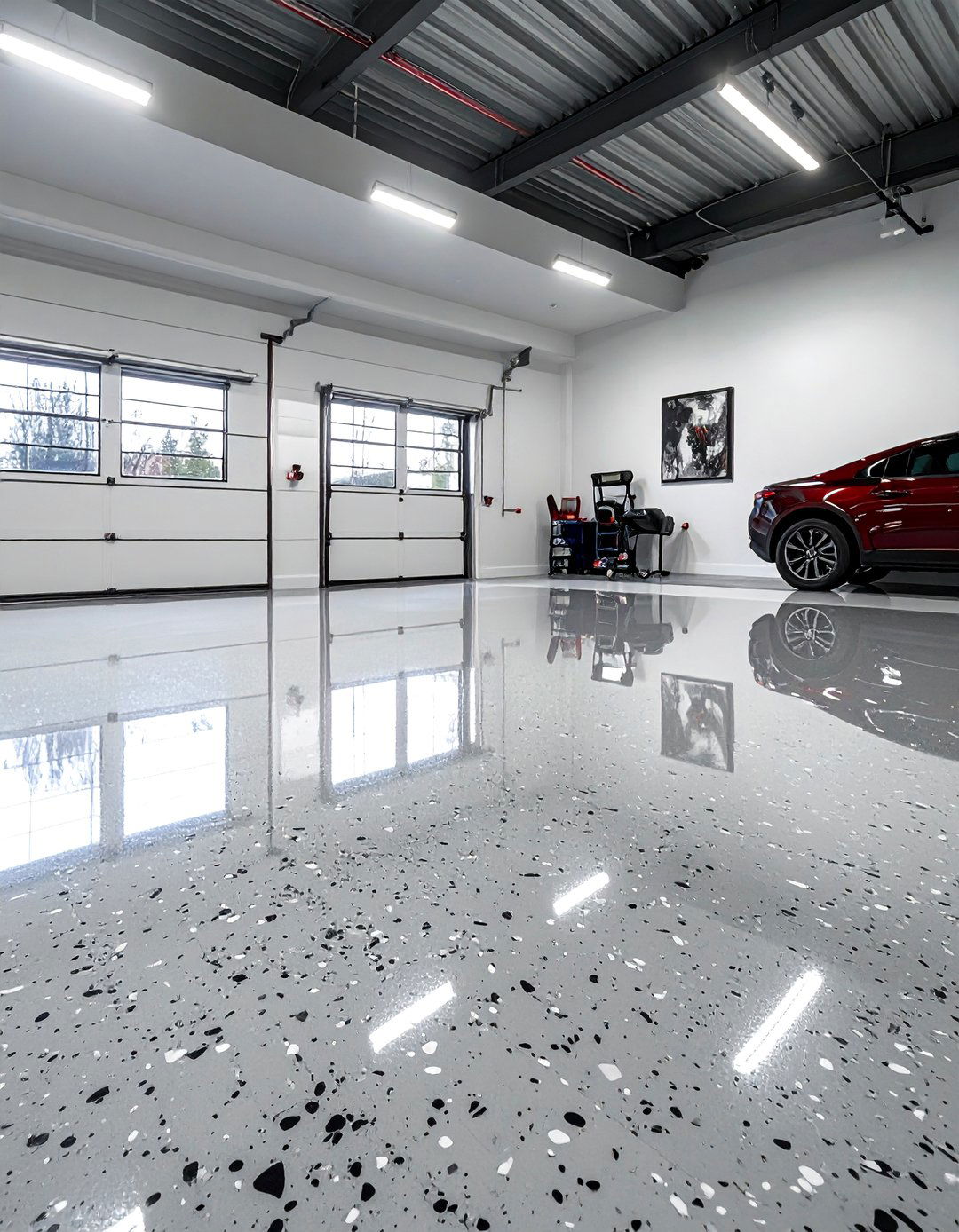 Professional Gray Epoxy Flake Garage Floor - 25 Garage Paint Ideas to Refresh Your Space