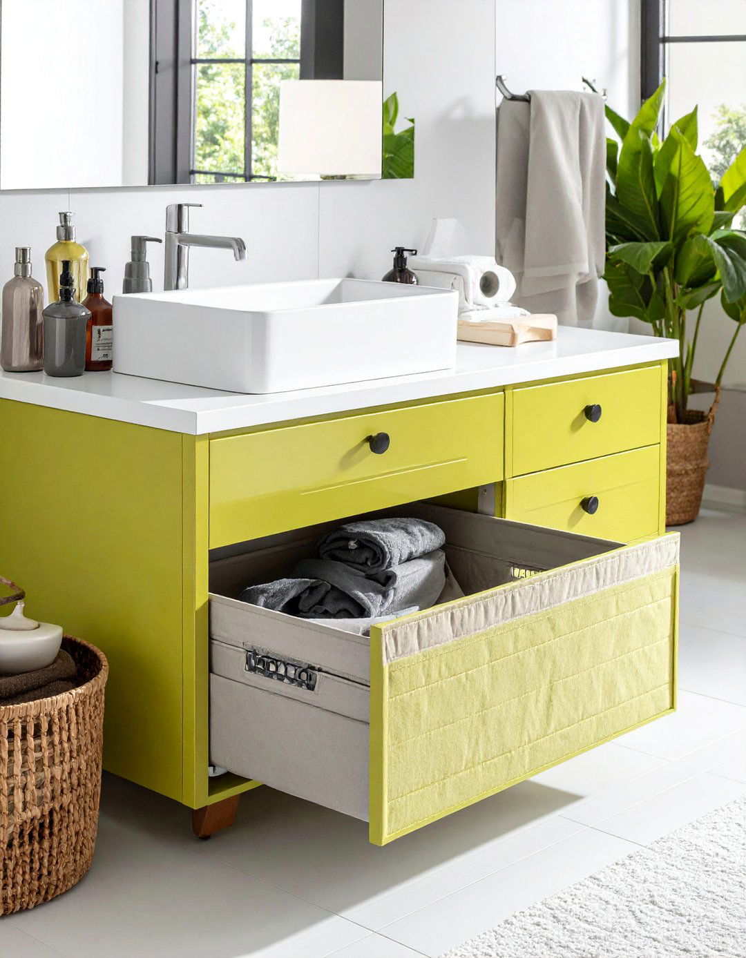 Pull out Hamper Integration - 25 Bathroom Cabinet Ideas for Stylish Storage Solutions