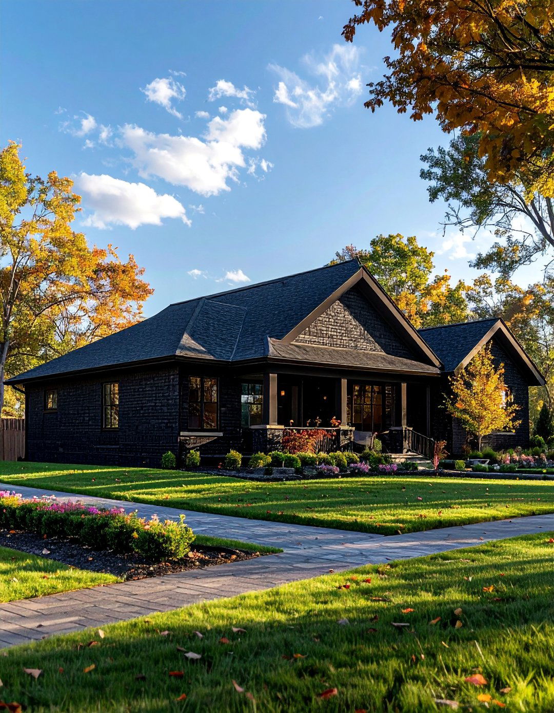 Ranch Style Black Brick House - 40 Black Brick House Exteriors for a Timeless and Elegant Look