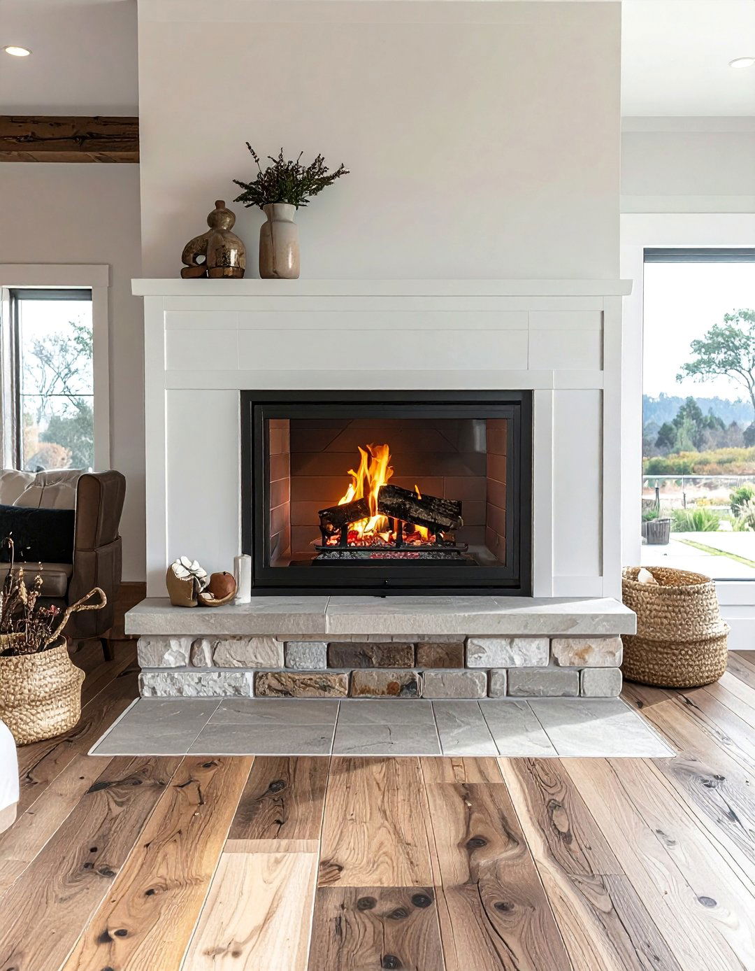 Reclaimed Wood Look Farmhouse Fireplace Tile - 30 Farmhouse Fireplace Tile Ideas for a Cozy Ambiance