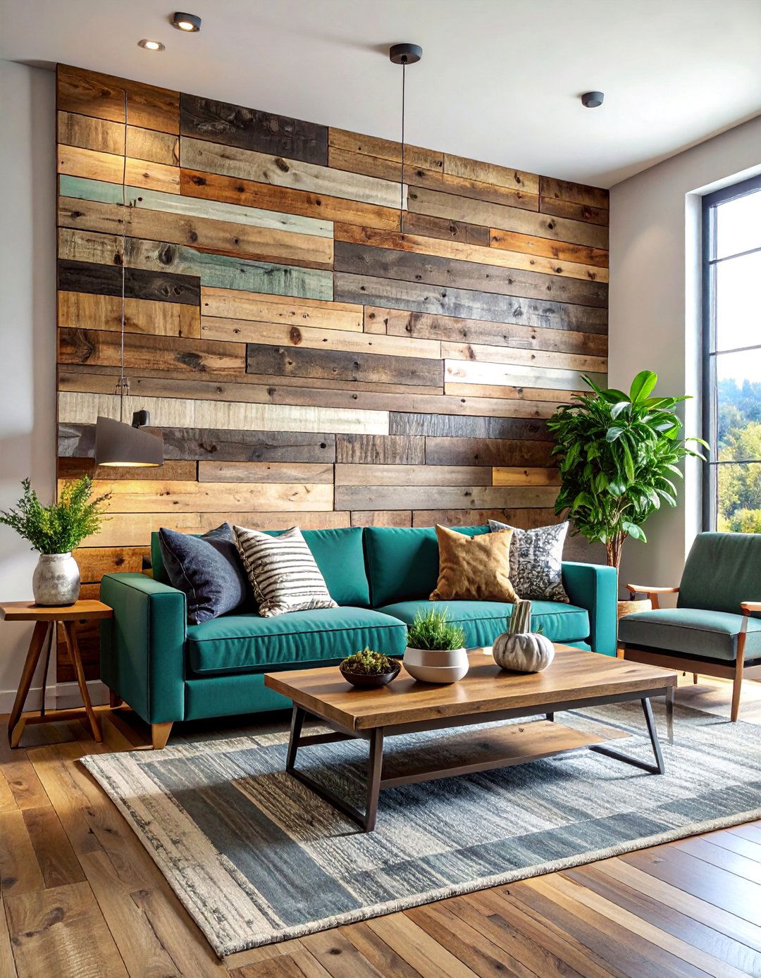 Reclaimed Wood Shiplap Design - 30 Living Room Accent Wall Ideas to Add Personality