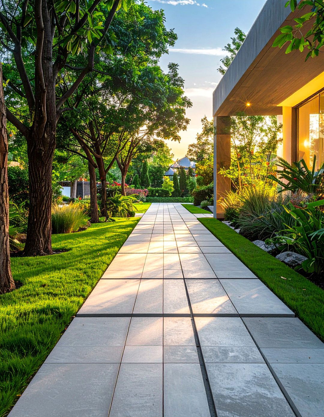 Rectangular Paver Linear Walkways - 40 Backyard Walkway Ideas for a Beautiful Garden