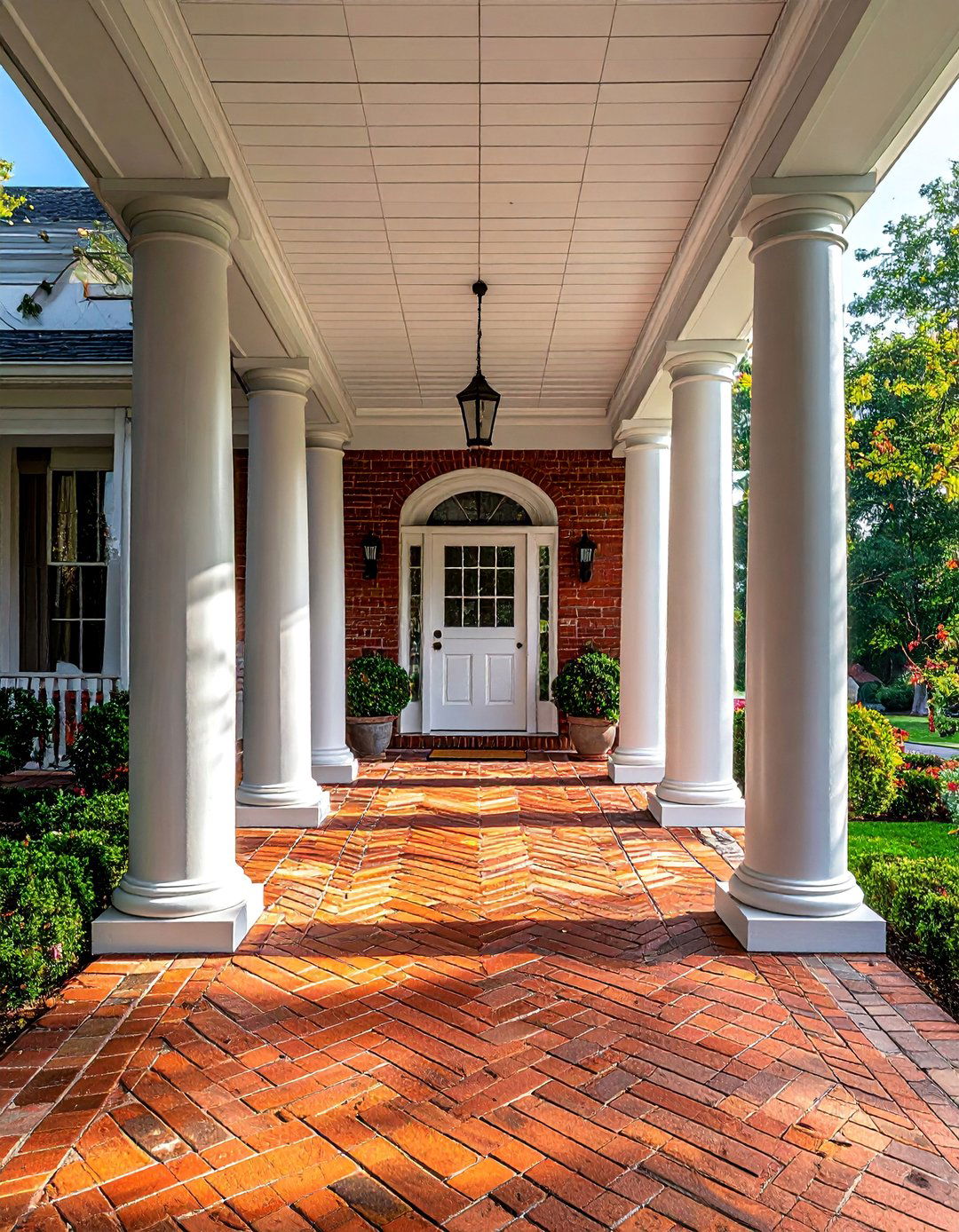 Red Brick Porch Steps and Flooring - 30 Colonial Front Porch Ideas for Charm