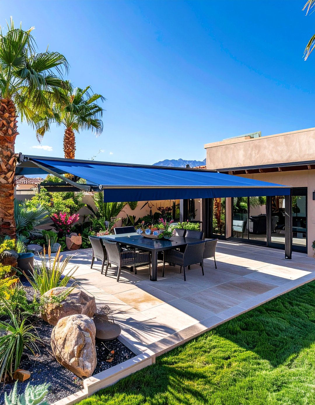 Retractable Awning for On Demand Shade - 30 Las Vegas Backyard Landscaping Ideas for Desert Living
