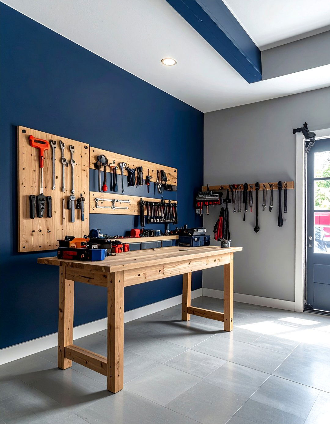 Rich Navy Blue Garage Accent Wall - 25 Garage Paint Ideas to Refresh Your Space