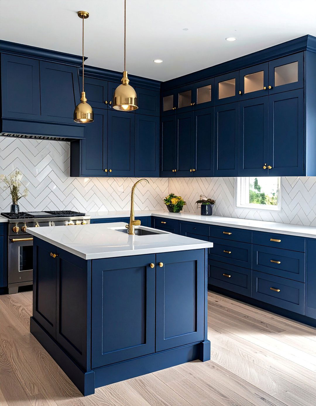 Rich Navy Blue Painted Kitchen Cabinets - 40 Painted Kitchen Cabinet Ideas to Refresh Your Space