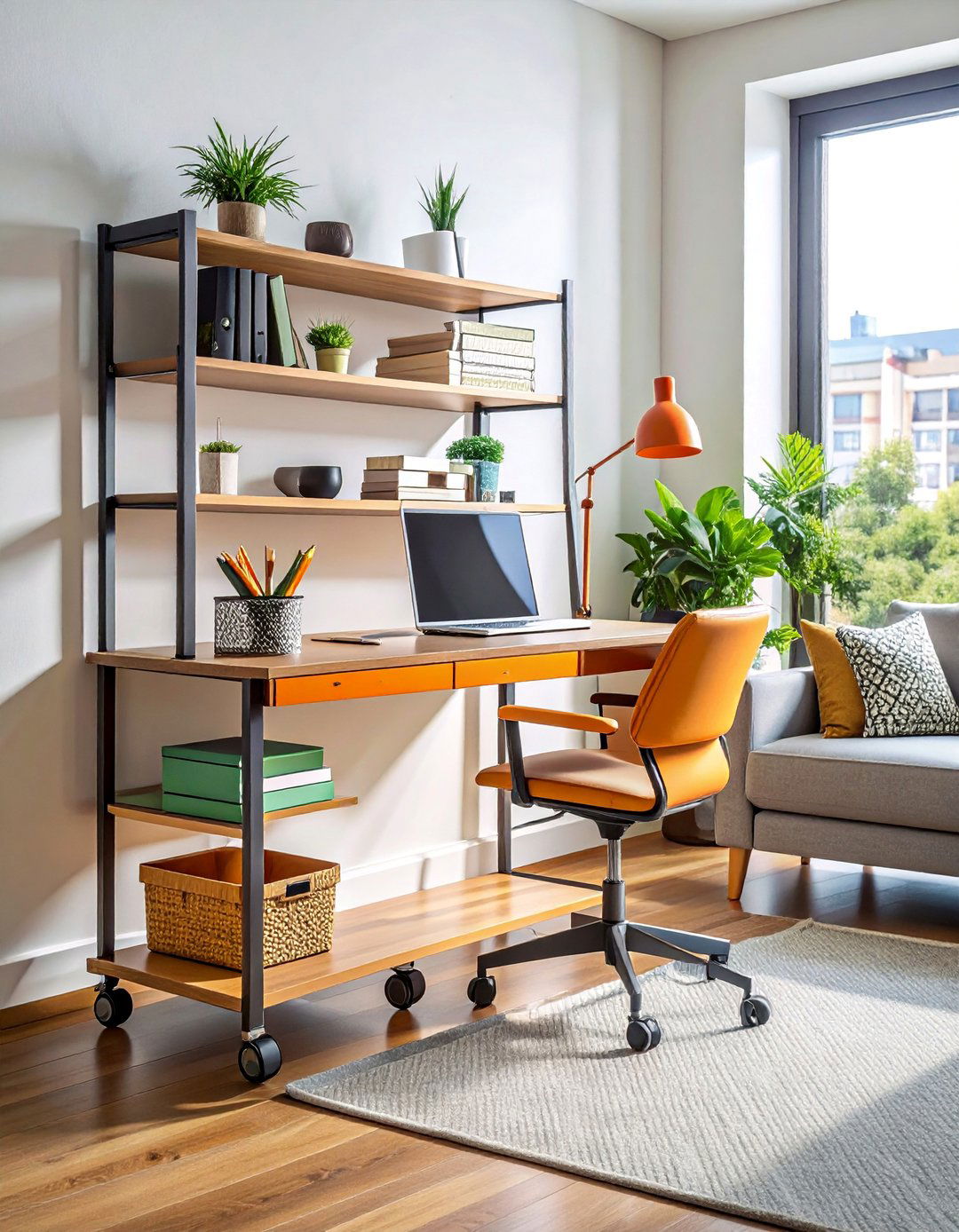 Rolling Cart Mobile Office - 30 Desk in Living Room Ideas for a Functional Space