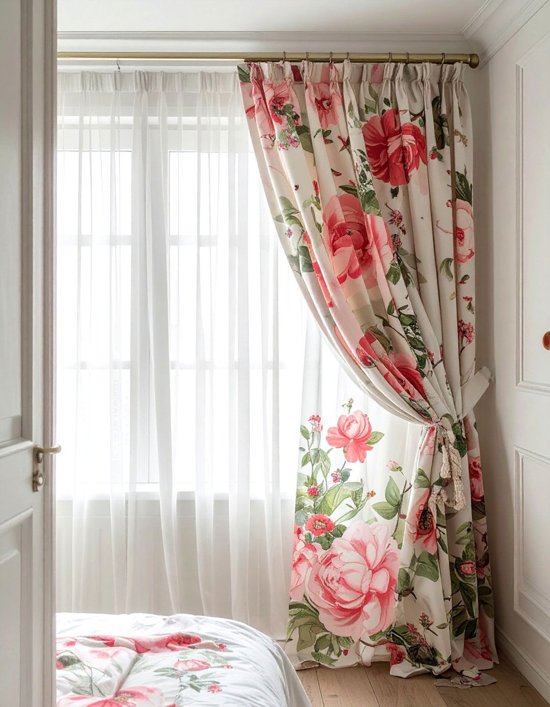 Romantic Floral Print Closet Curtains - 30 Closet Curtain Ideas for Stylish Storage