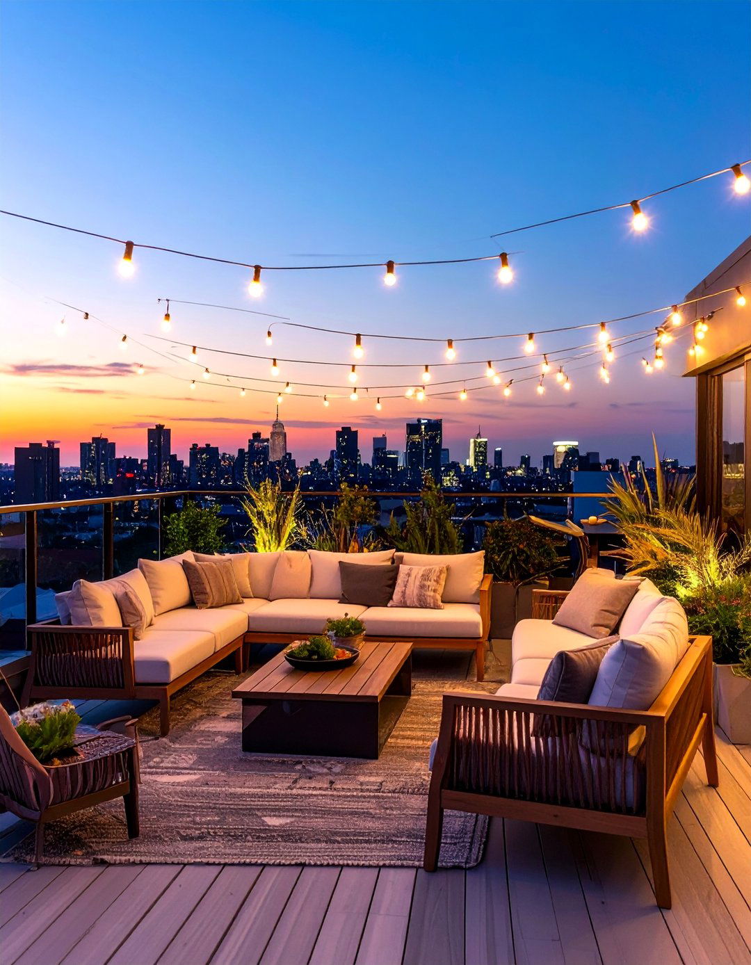 Rooftop Terrace Transformation - 40 Patio String Light Ideas to Illuminate Your Nights