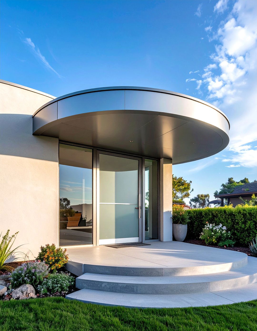 Round or Bullnose Front Door Canopy - 20 Front Door Canopy Ideas for a Welcoming Entrance