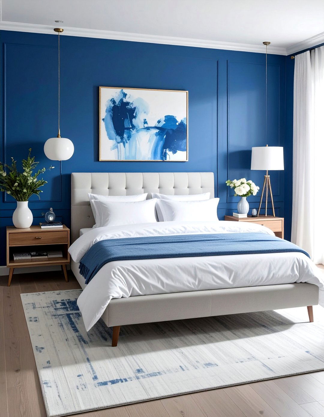 Royal Blue and Crisp White Contrast - 40 Blue Bedroom Ideas for a Serene and Relaxing Atmosphere