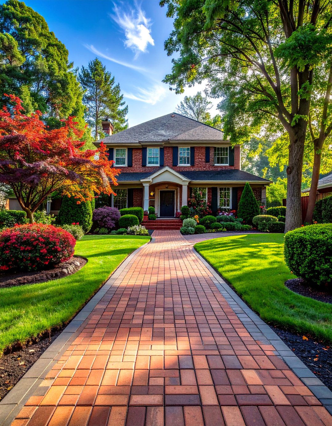 Running Bond Brick Driveway Apron - 20 Brick Landscaping Ideas for Timeless Outdoor Charm
