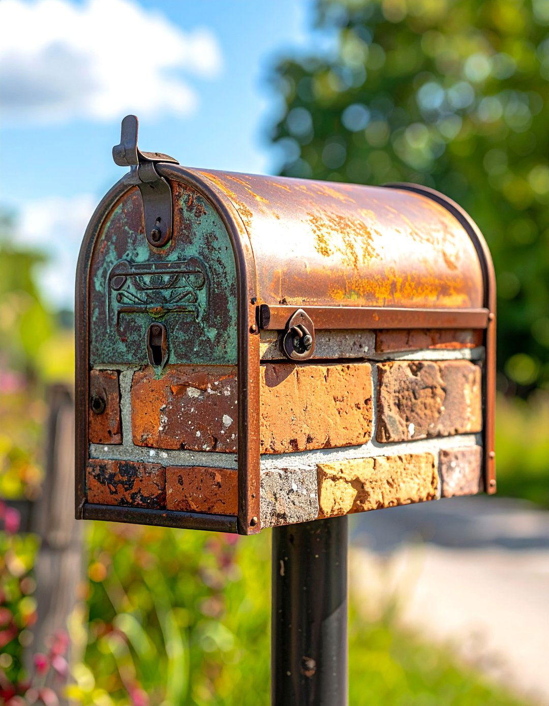 Rustic Brick Mailbox with a Copper Roof - 30 Brick Mailbox Ideas to Elevate Your Curb Appeal
