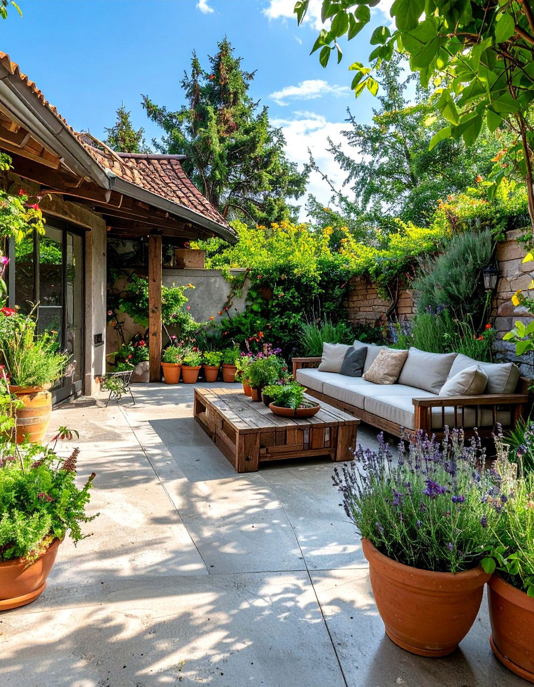 Rustic Concrete Patio with Imperfections - 40 Concrete Patio Ideas for a Modern and Durable Outdoor Space