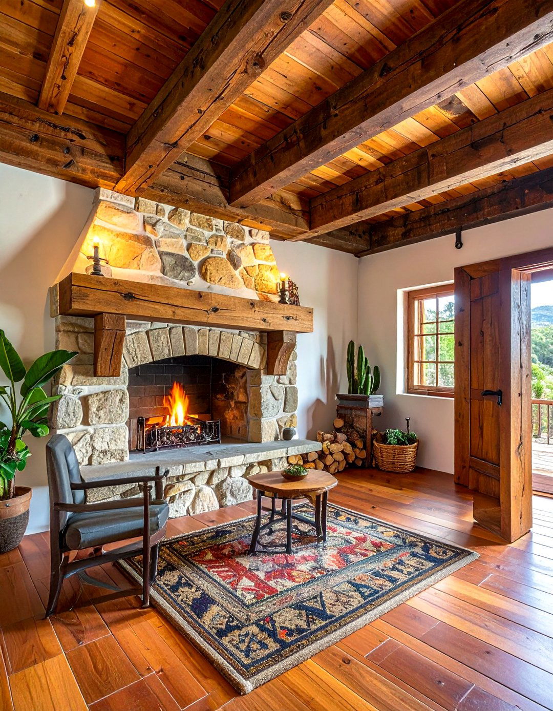 Rustic Exposed Beam Fireplace - 25 Spanish Style Fireplace Ideas for a Warm Ambiance
