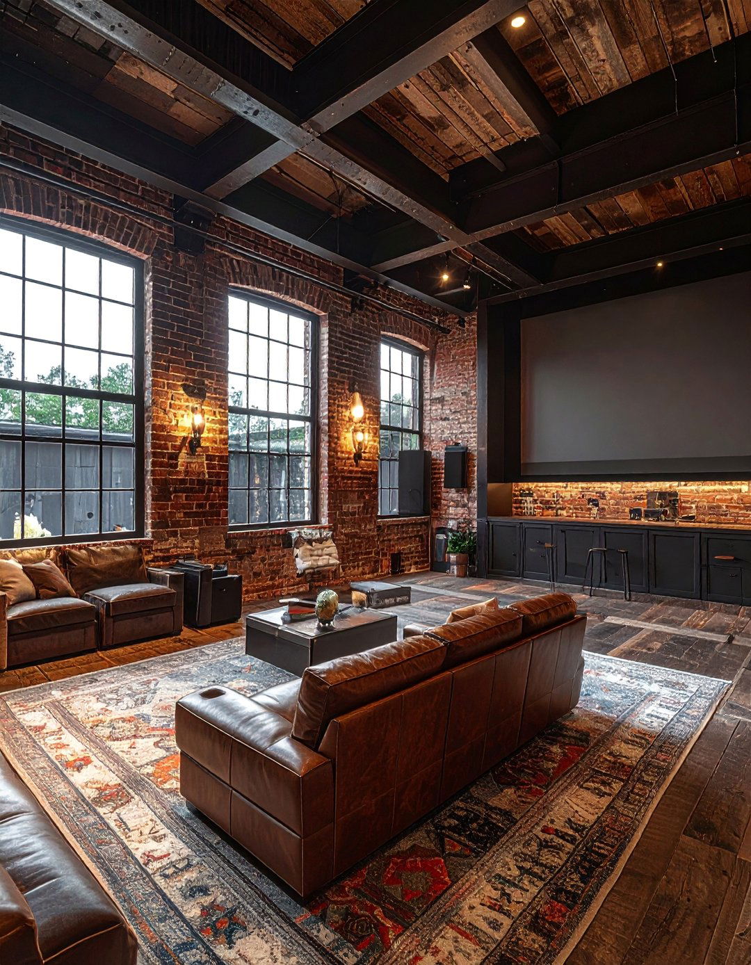 Rustic Industrial Theater Design - 20 Modern Home Theater Ideas for an Immersive Experience