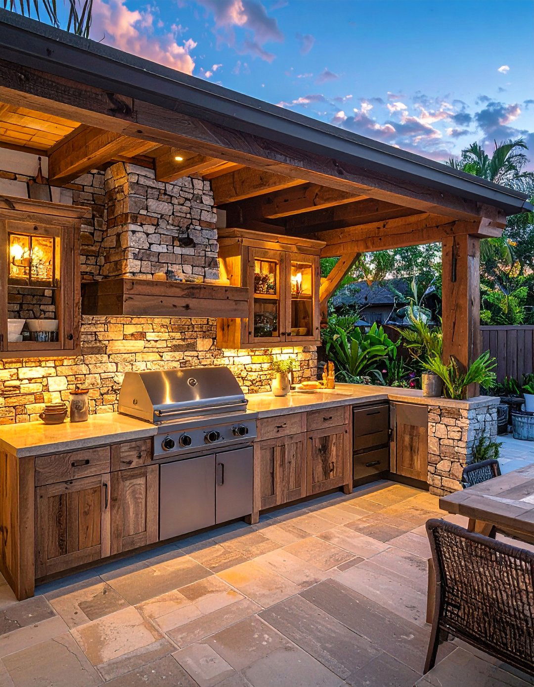 Rustic Lanai Kitchen with Reclaimed Wood - 20 Lanai Kitchen Ideas for Outdoor Cooking