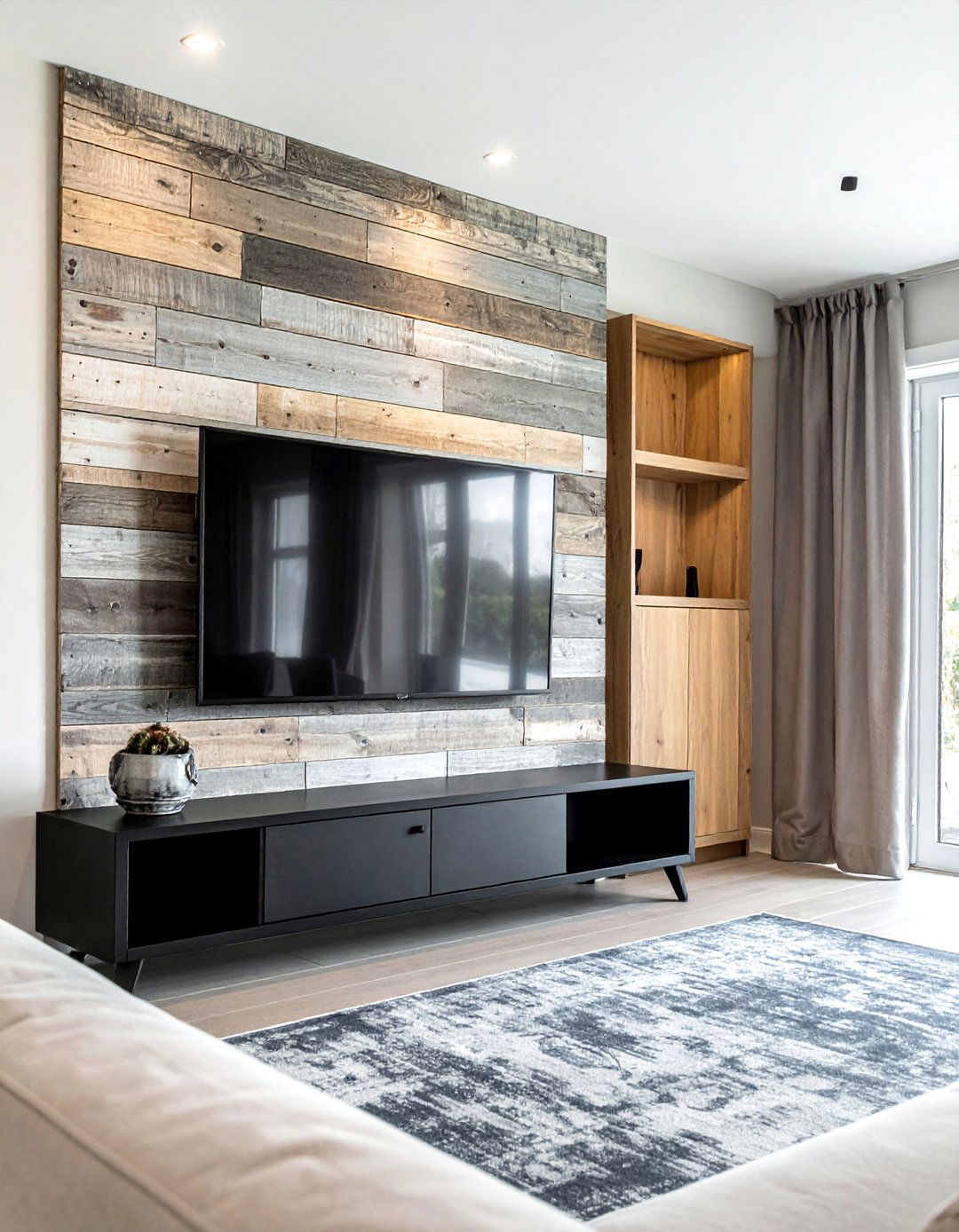 Rustic Media Wall with Reclaimed Wood - 35 Stunning Media Wall Ideas to Transform Your Living Space