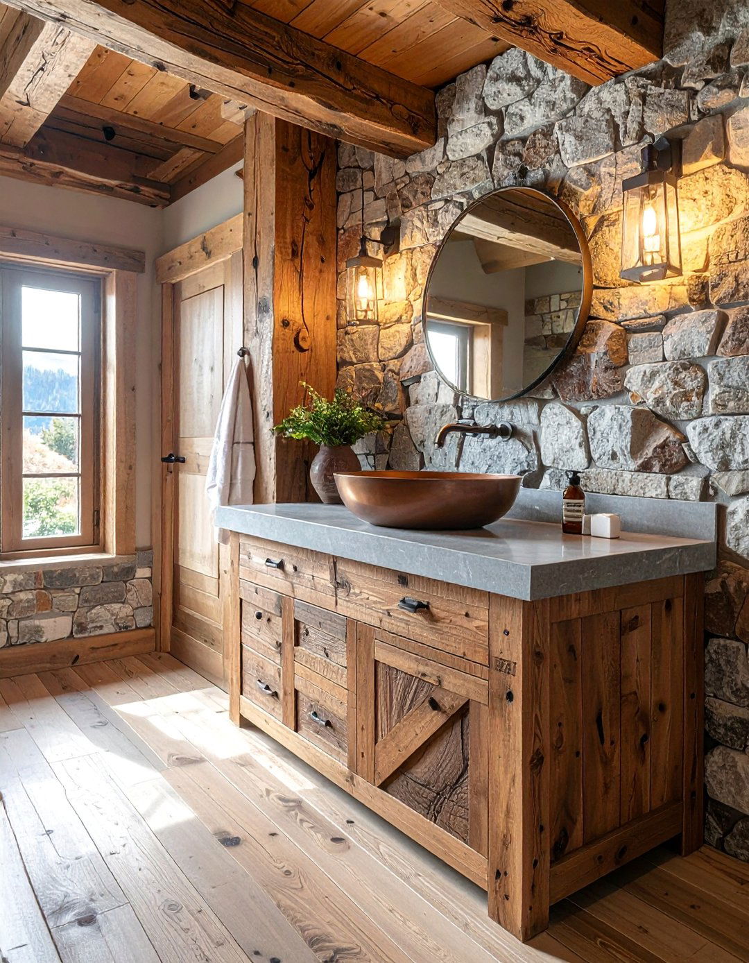 Rustic Reclaimed Wood Bathroom Vanity - 40 Bathroom Vanity Ideas to Elevate Your Space