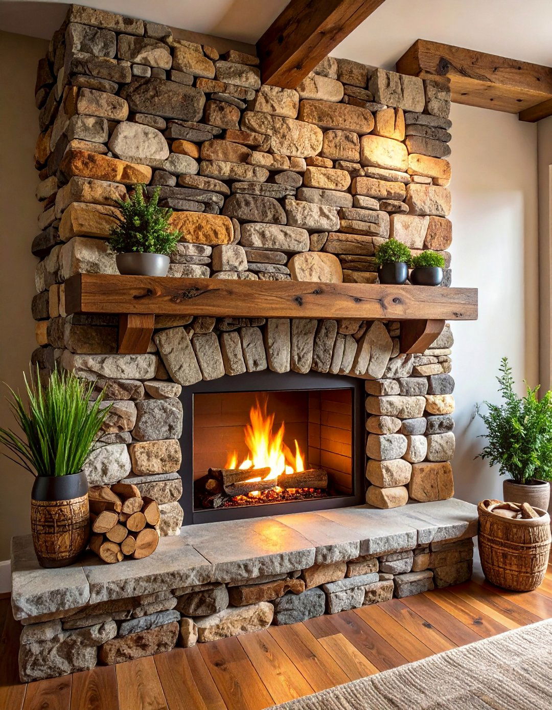 Rustic Stone Stack - 30 Half Wall Ideas to Divide Your Space
