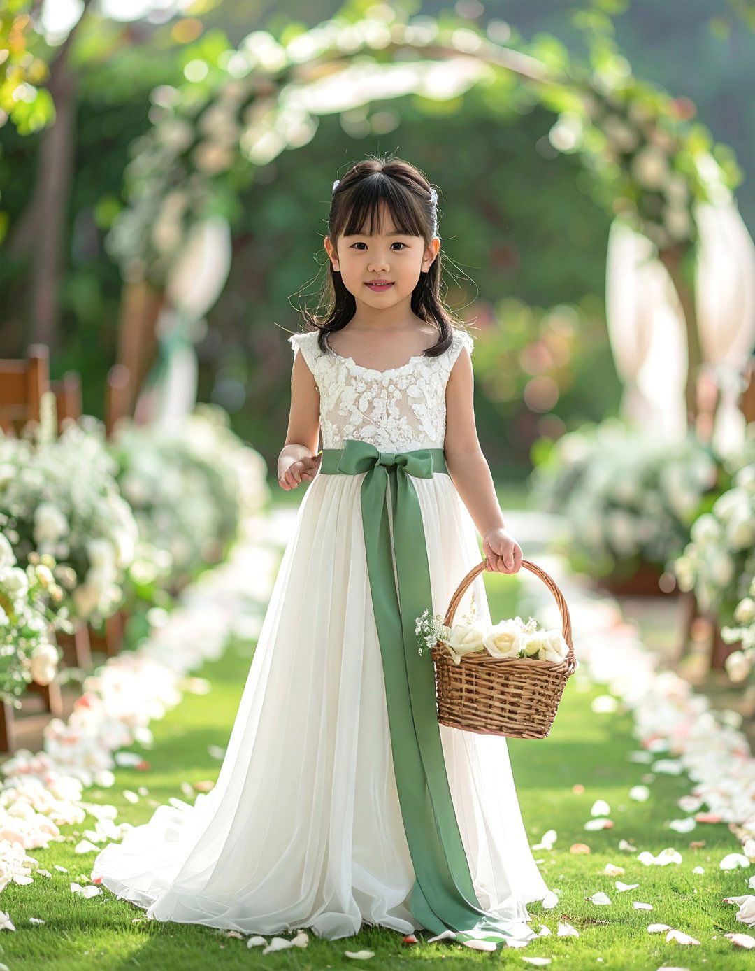 Sage Green Flower Girl and Ring Bearer Attire - 30 Stunning Sage Green Wedding Ideas for a Serene Day