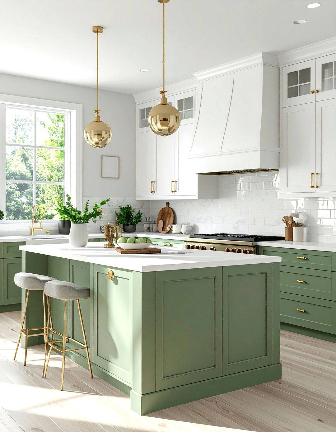 Sage Green Lower Cabinets with White Upper Cabinets - 25 Sage Green and White Kitchen Ideas for Timeless Style