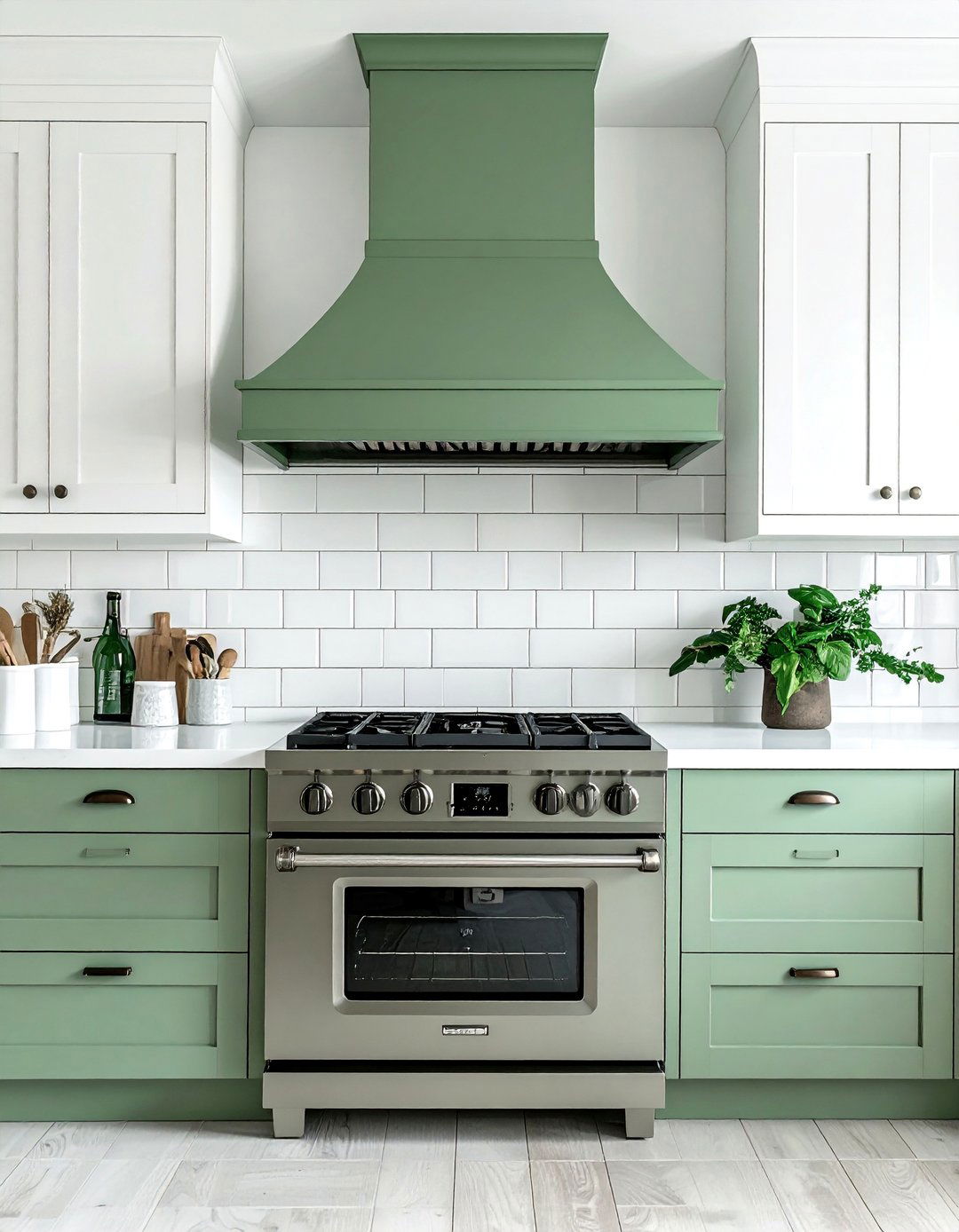Sage Green Range Hood in a White Kitchen - 25 Sage Green and White Kitchen Ideas for Timeless Style
