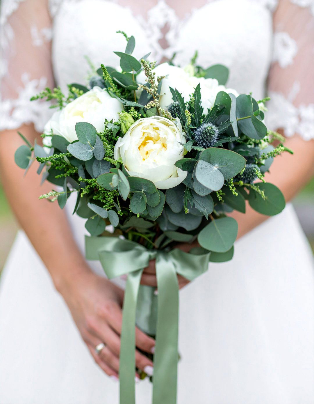 Sage Green and White Bridal Bouquet - 30 Stunning Sage Green Wedding Ideas for a Serene Day
