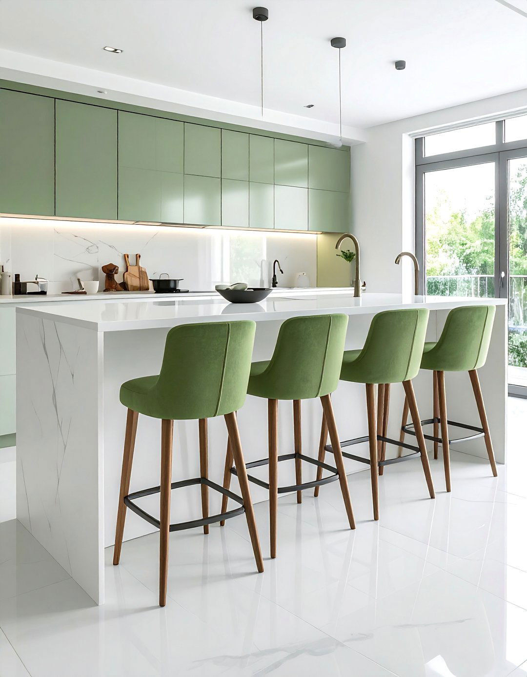 Sage Green and White Kitchen Seating - 25 Sage Green and White Kitchen Ideas for Timeless Style