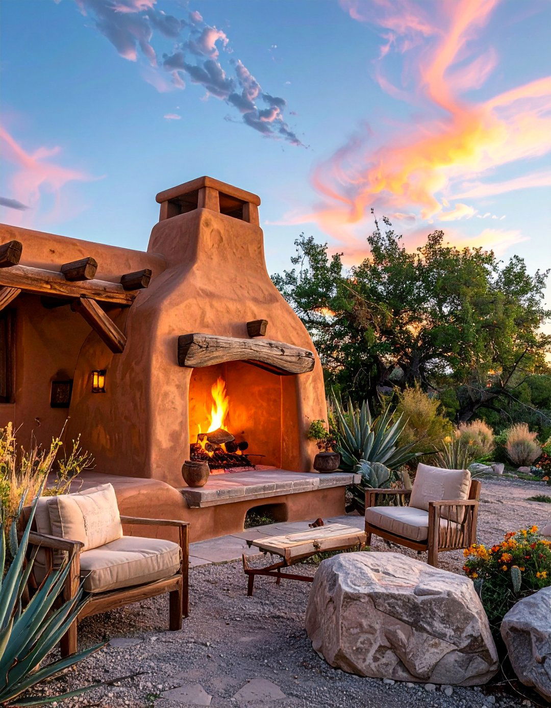 Santa Fe Adobe Style Fireplace - 25 Spanish Style Fireplace Ideas for a Warm Ambiance