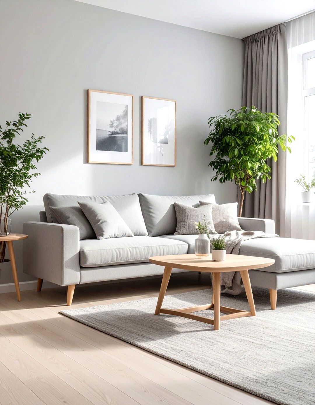 Scandinavian Design with Light Grey and Birch - 30 Grey and Beige Living Room Ideas for Warmth
