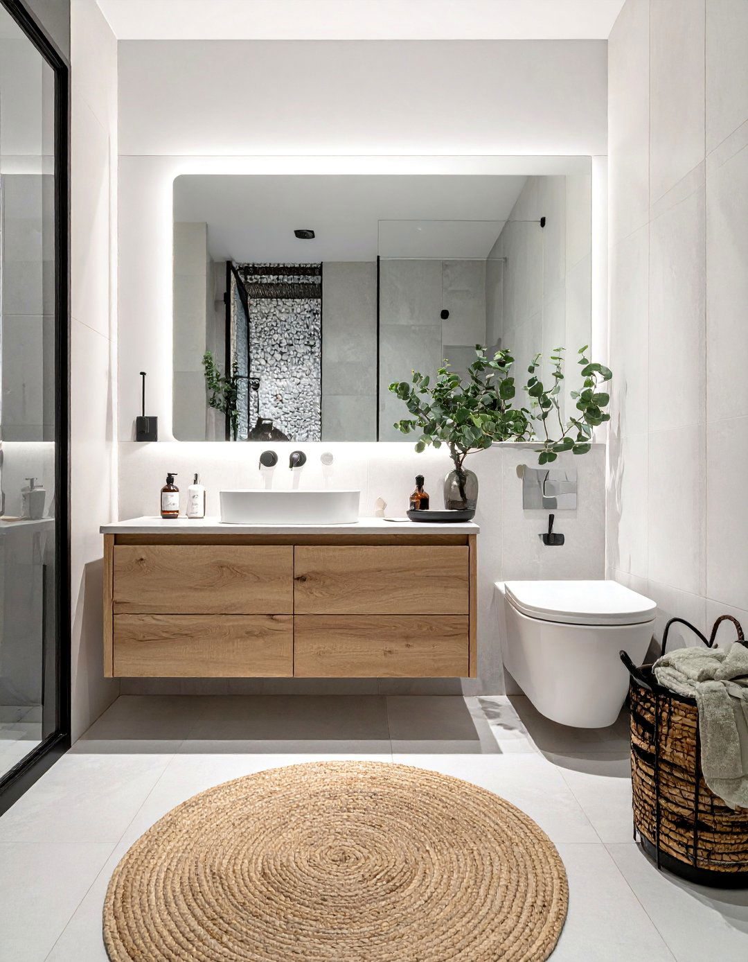 Scandinavian Minimalist Serenity - 20 Pebble Tile Bathroom Ideas for a Natural Look