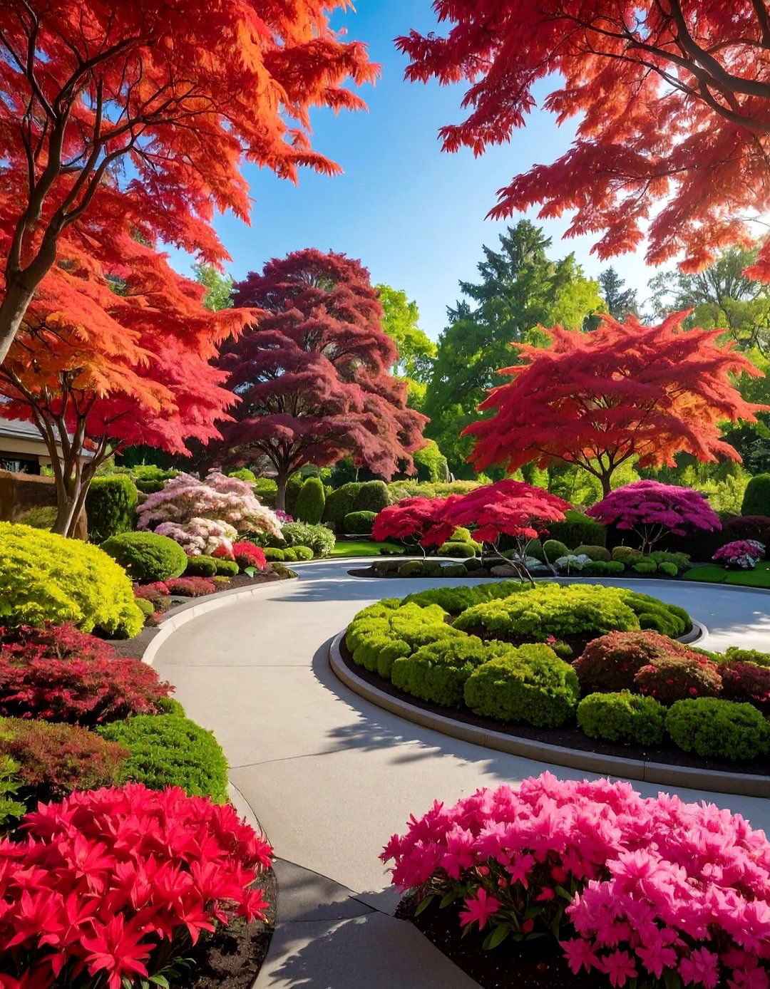 Sculptural Tree Showcase - 30 Circular Driveway Landscaping Ideas for Your Home