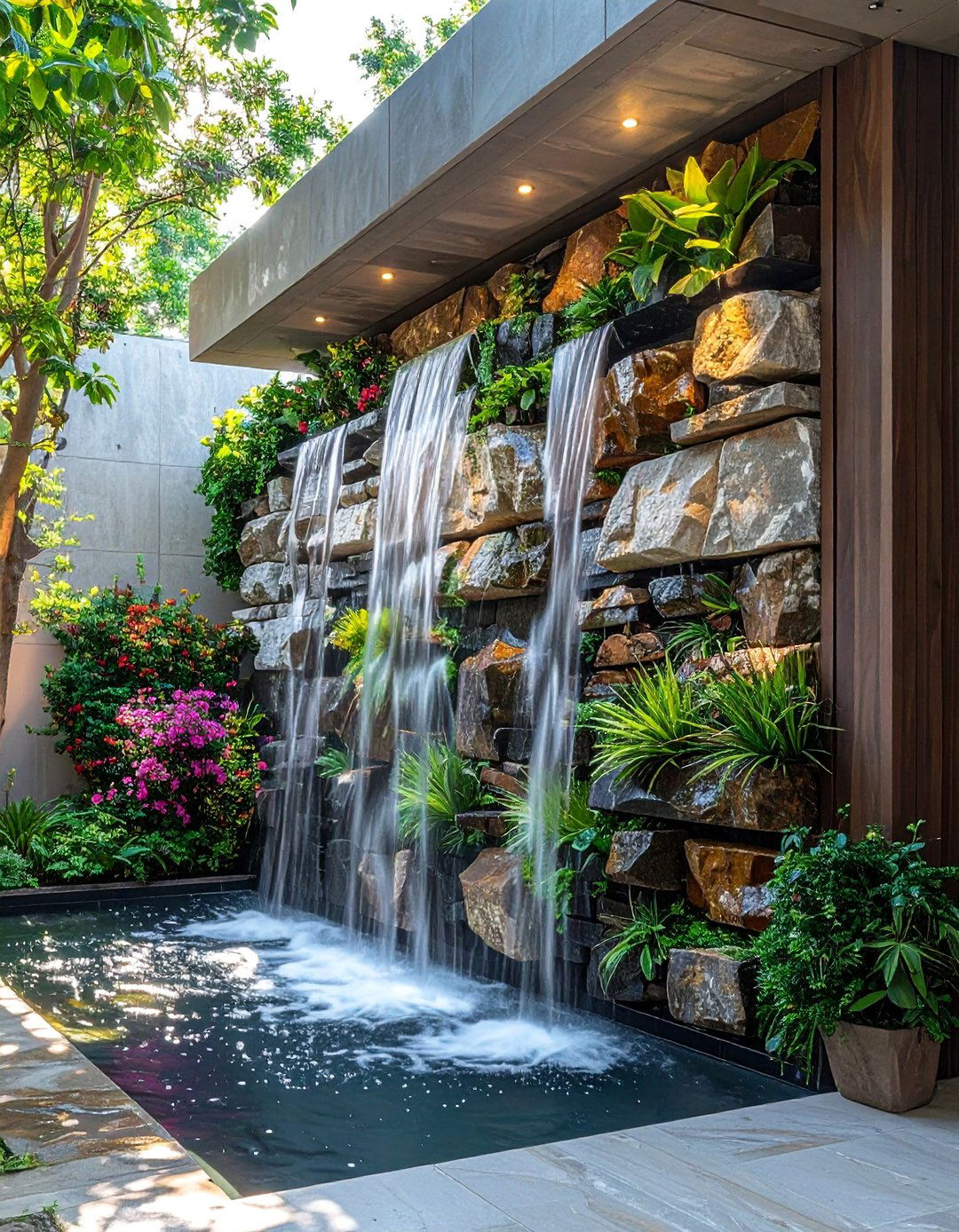 Sculptural Water Walls - 40 Hardscaping Ideas to Transform Your Outdoor Space