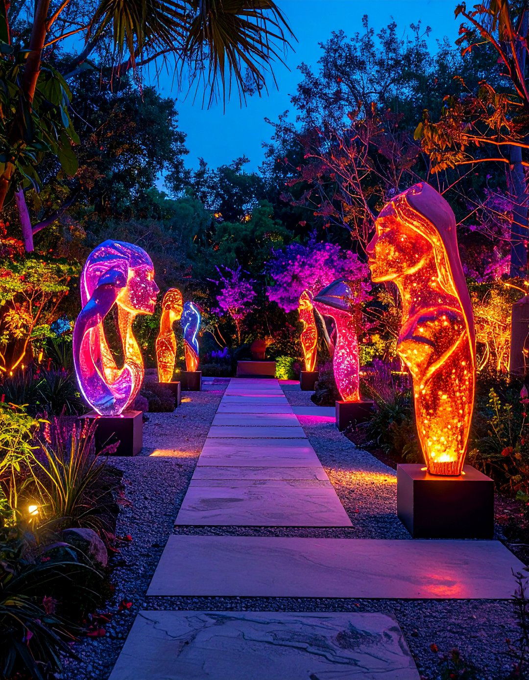 Sculpture Garden Showcase - 40 Patio String Light Ideas to Illuminate Your Nights