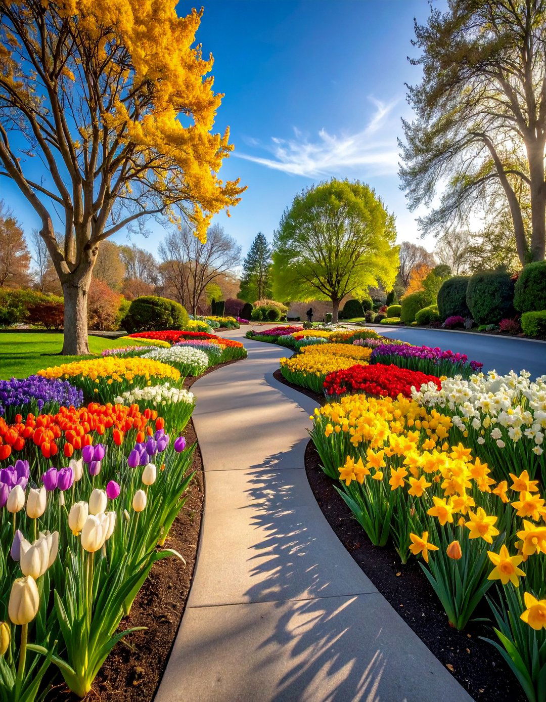 Seasonal Bulb Naturalization - 30 Circular Driveway Landscaping Ideas for Your Home