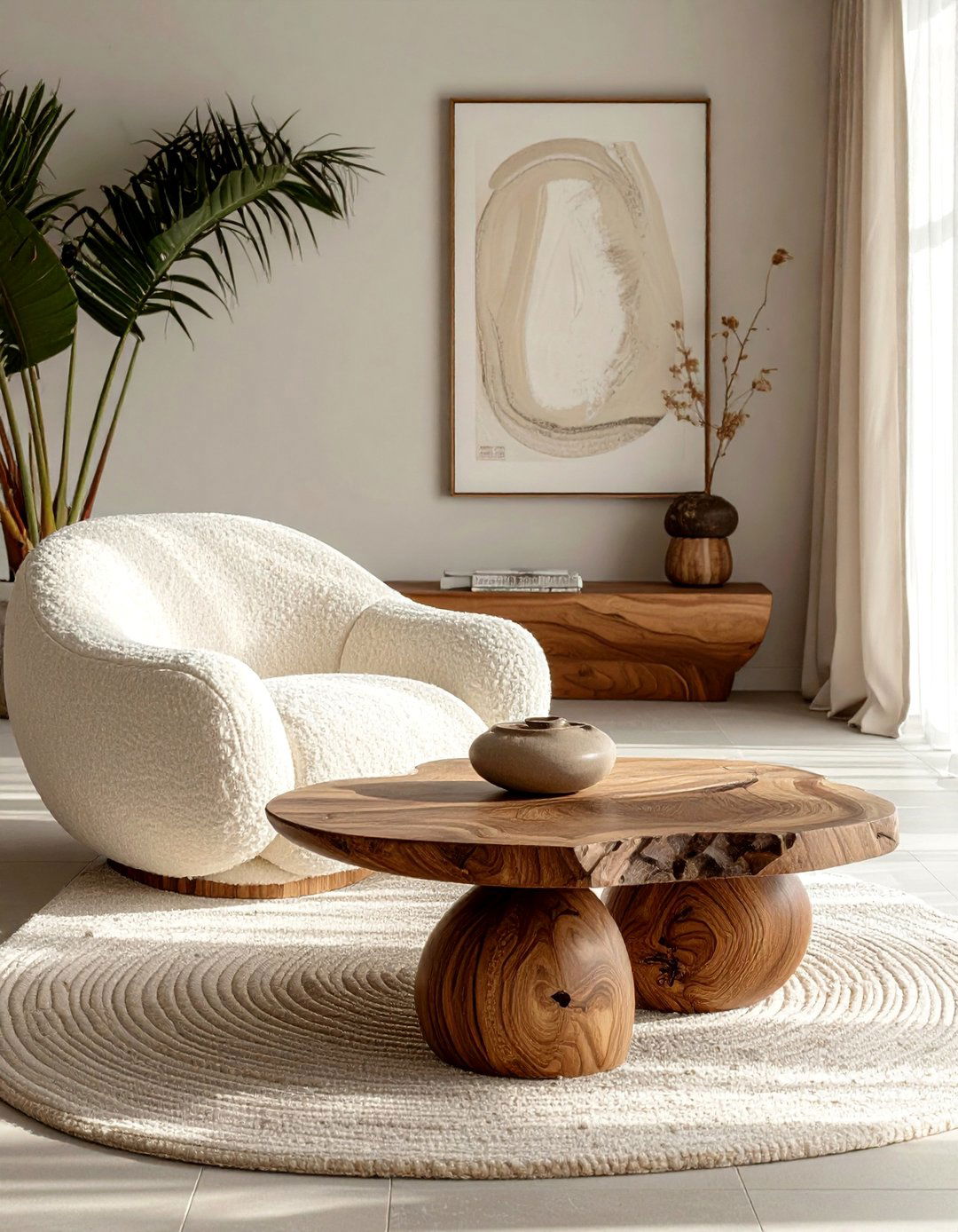 Select Furniture with Organic Shapes - 30 Zen Living Room Ideas for a Peaceful Ambiance