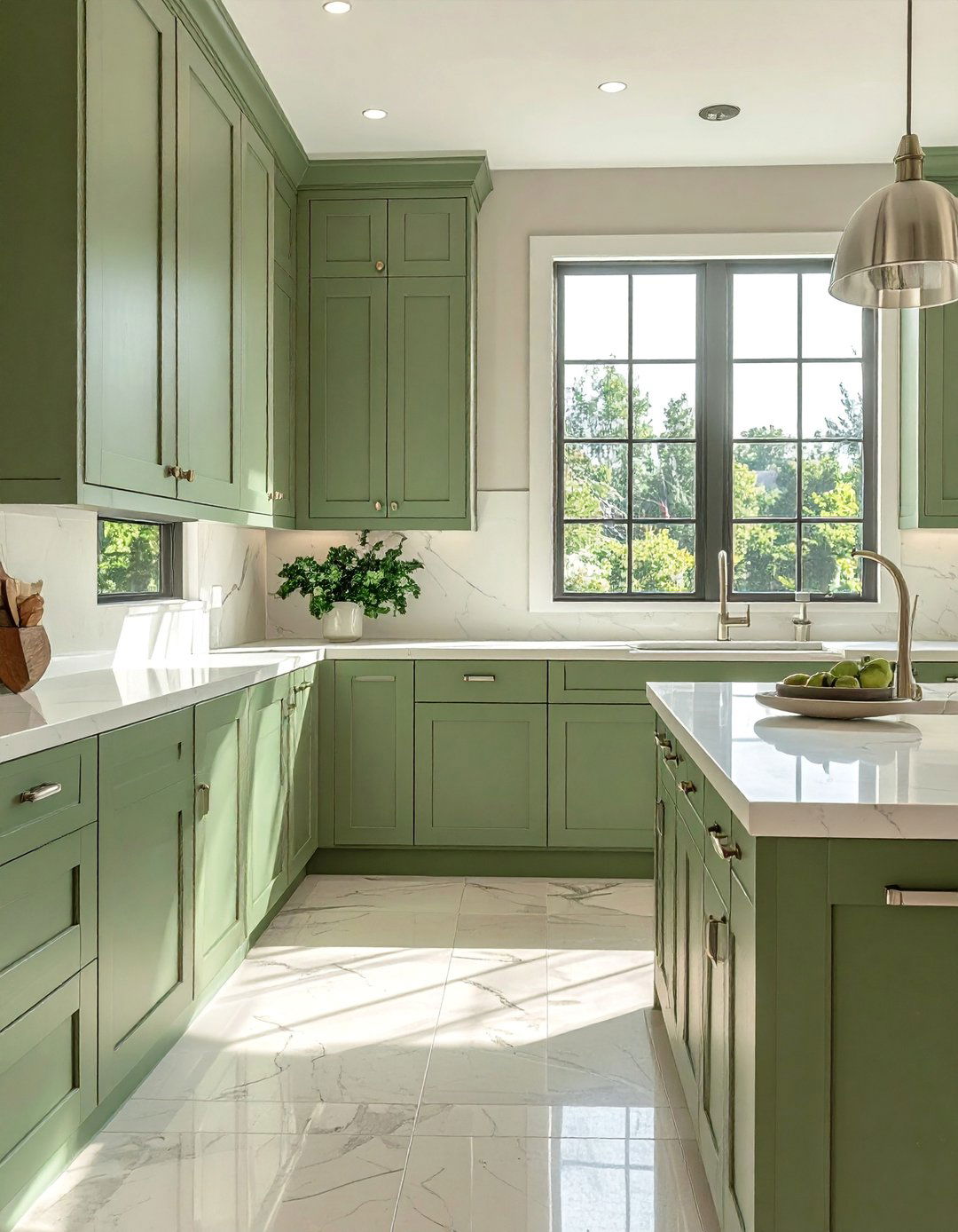 Serene Sage Green Painted Kitchen Cabinets - 40 Painted Kitchen Cabinet Ideas to Refresh Your Space
