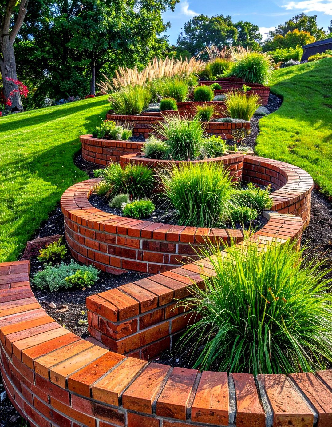 Serpentine Brick Retaining Wall - 20 Brick Landscaping Ideas for Timeless Outdoor Charm