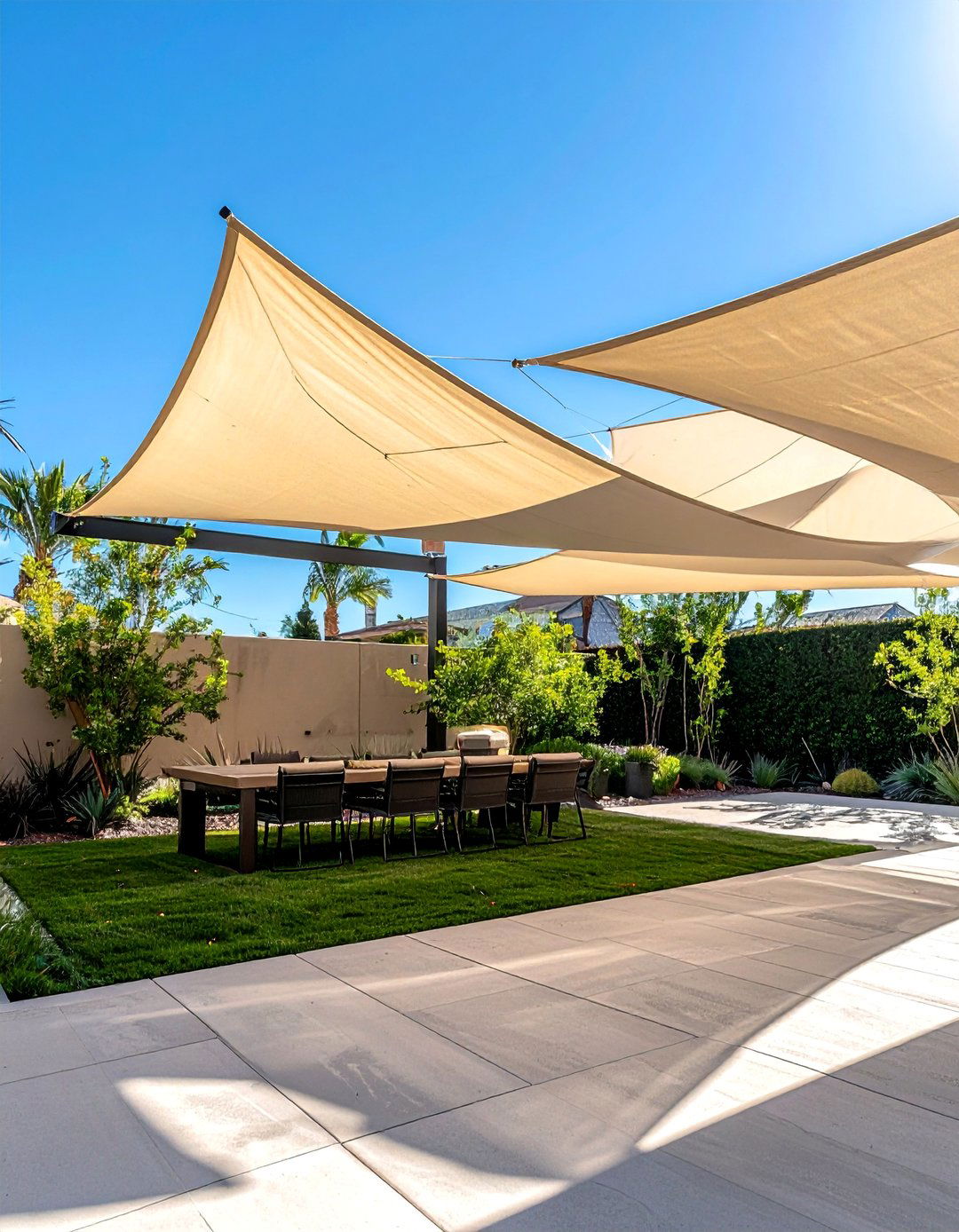 Shade Sails for Flexible Sun Protection - 30 Las Vegas Backyard Landscaping Ideas for Desert Living
