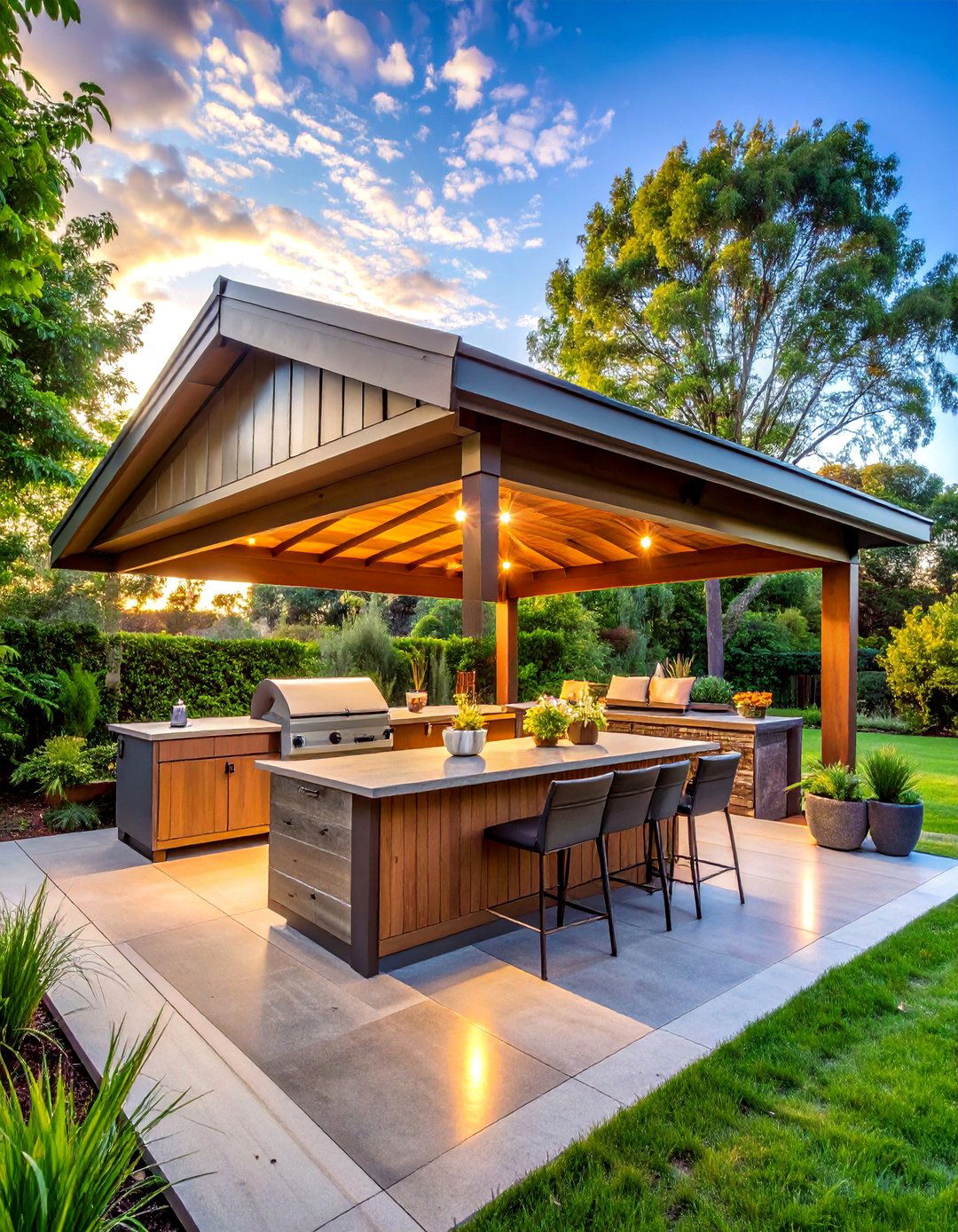 Shed Style Roof Coverage - 20 Outdoor Kitchen Roof Ideas for Shade and Style