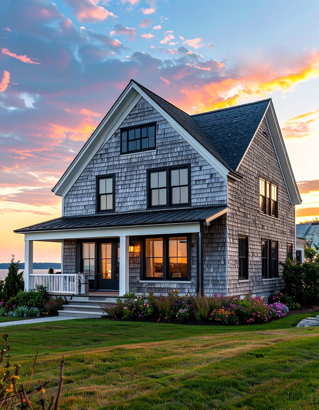 Shingle Style House With Black Windows - 30 Houses With Black Windows for Bold Style