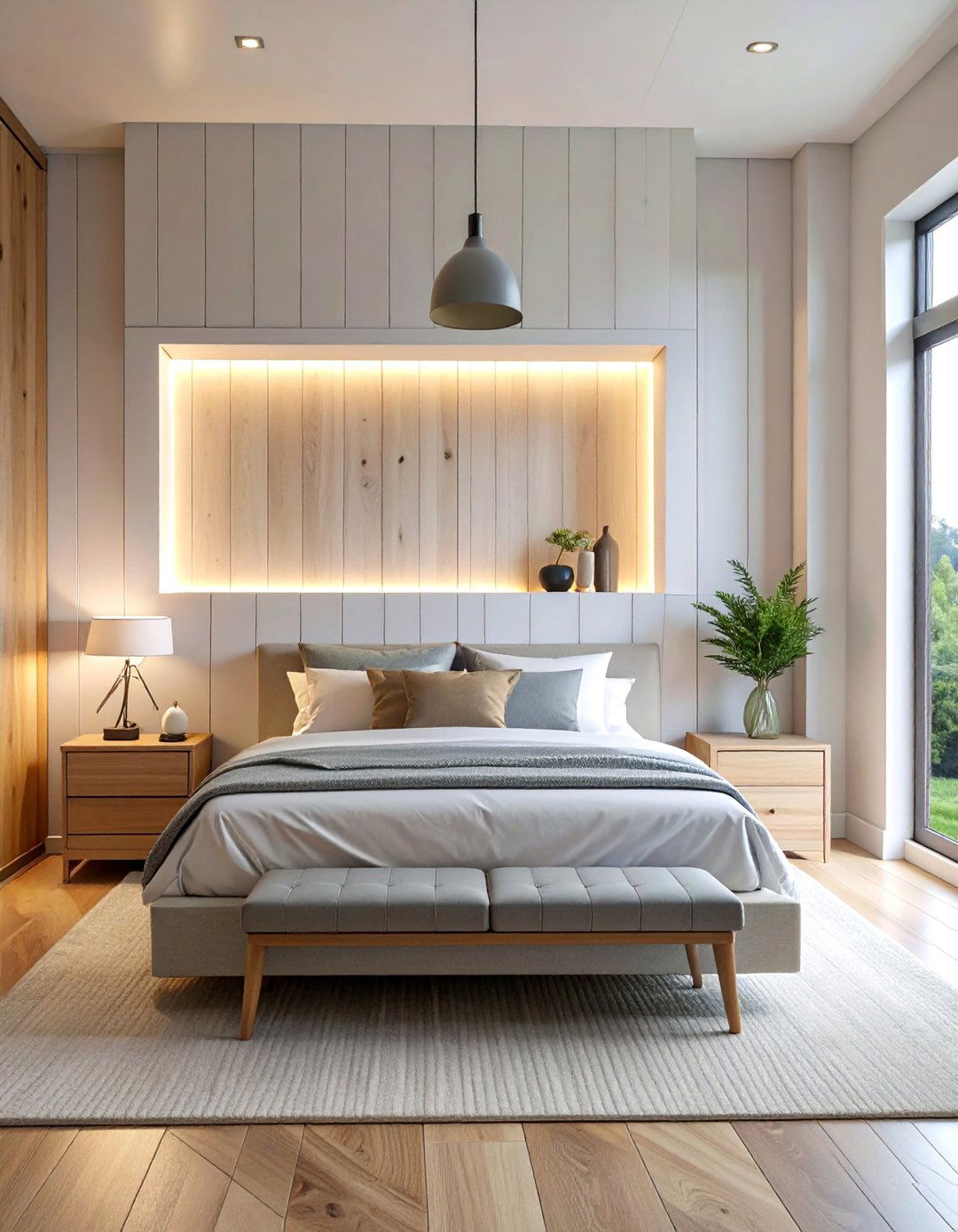 Shiplap Bedroom with a Built in Niche - 30 Shiplap Bedroom Ideas for a Rustic and Chic Look
