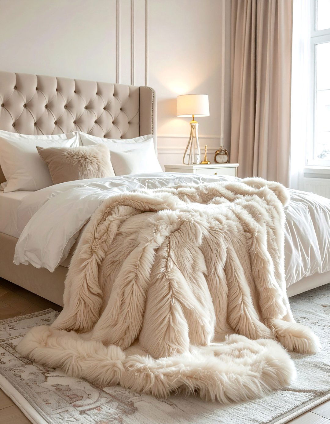 Silk or Faux Fur Throw Blanket - 25 French Bedroom Decor Ideas for Elegant Spaces