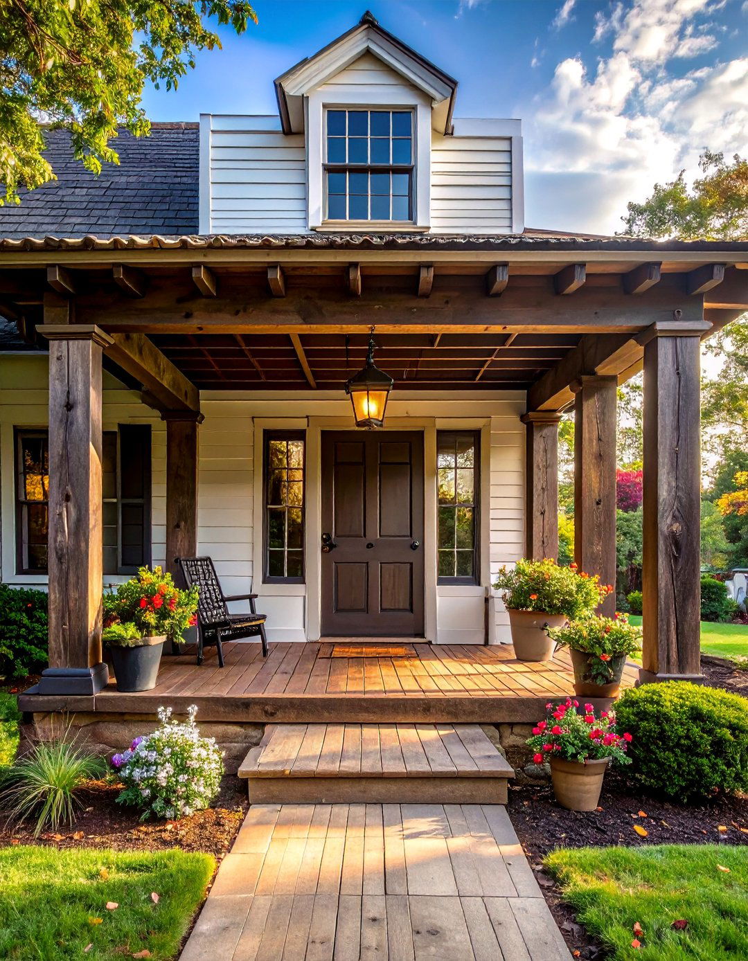 Simple Post and Beam Design - 30 Colonial Front Porch Ideas for Charm