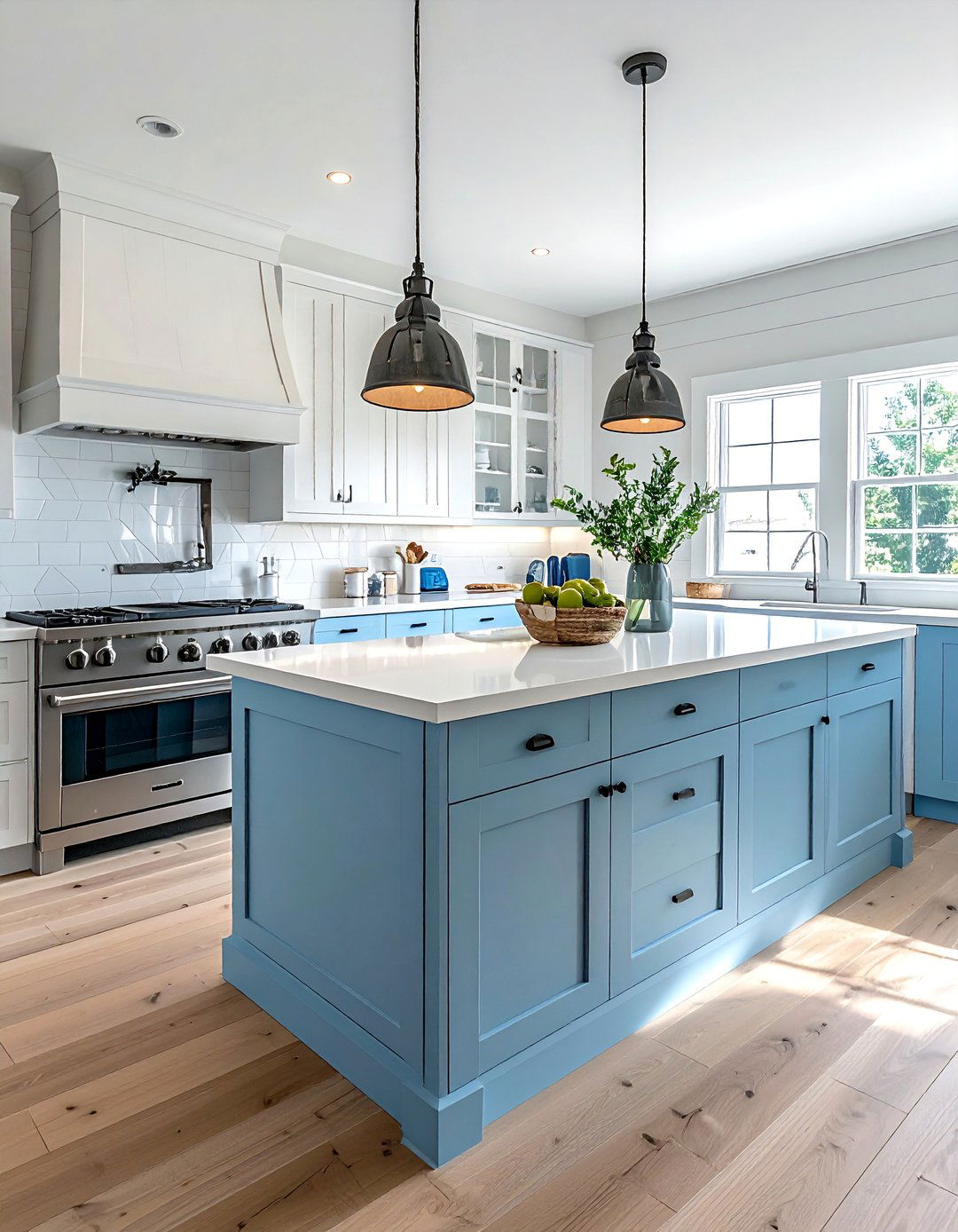Sky Blue Countertops for a Light and Airy Coastal Kitchen - 20 Kitchens With Blue Countertops Design Ideas