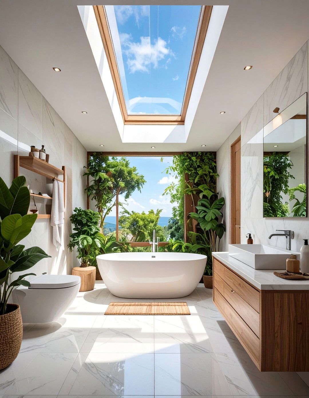 Skylight Natural Illumination - 40 Bathroom Decor Ideas to Refresh Your Space