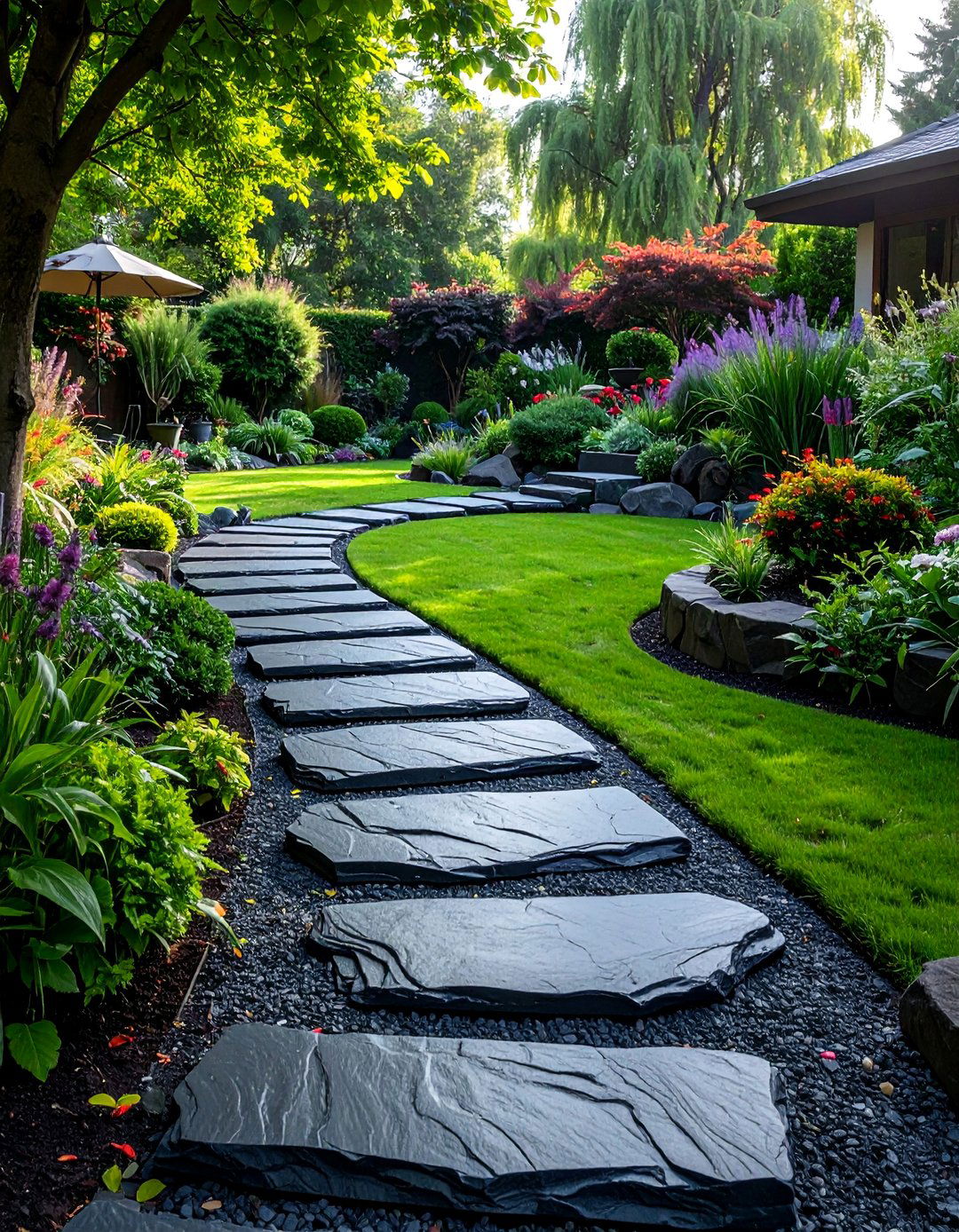 Slate Stepping Stone Walkways - 40 Backyard Walkway Ideas for a Beautiful Garden
