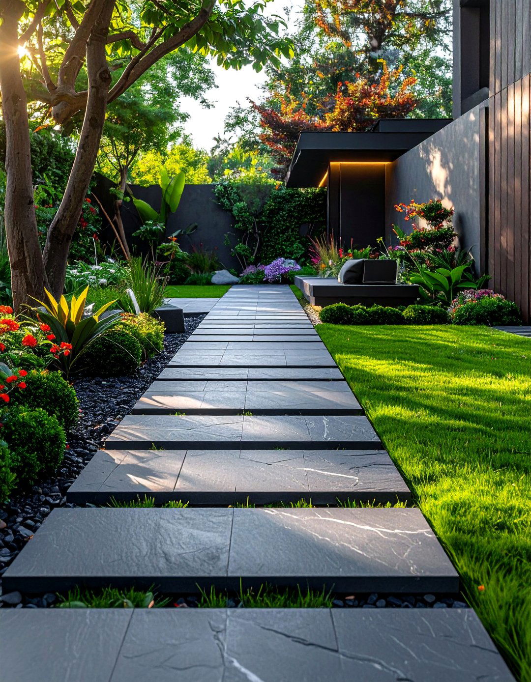 Slate Tile Paver Walkway - 30 Paver Walkway Ideas to Beautify Your Garden