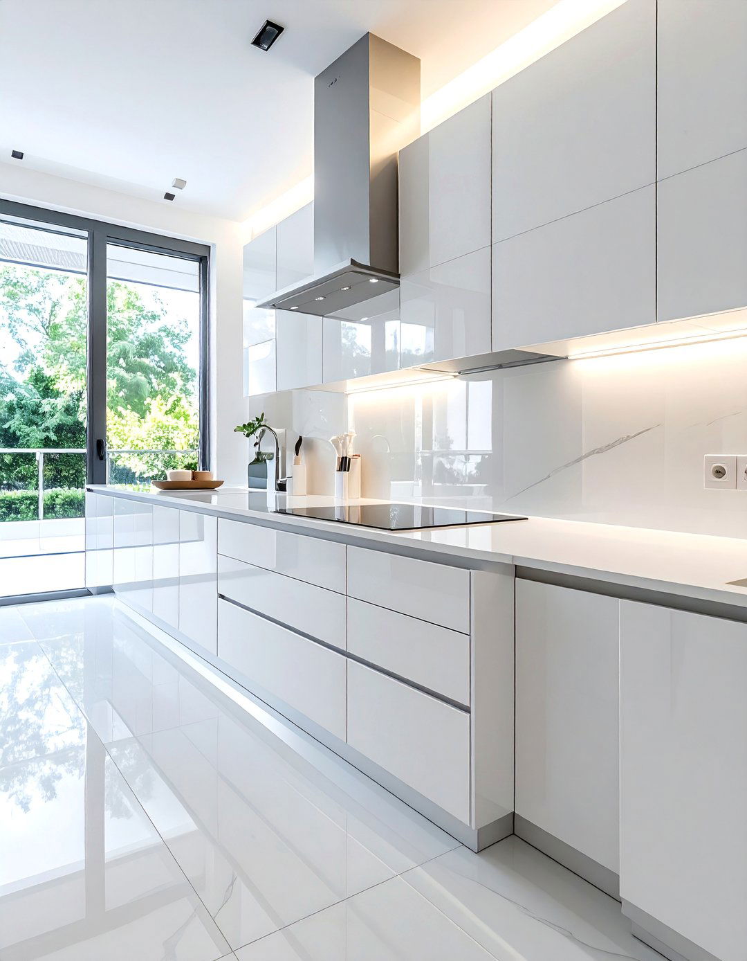 Sleek High Gloss Finish Painted Kitchen Cabinets - 40 Painted Kitchen Cabinet Ideas to Refresh Your Space